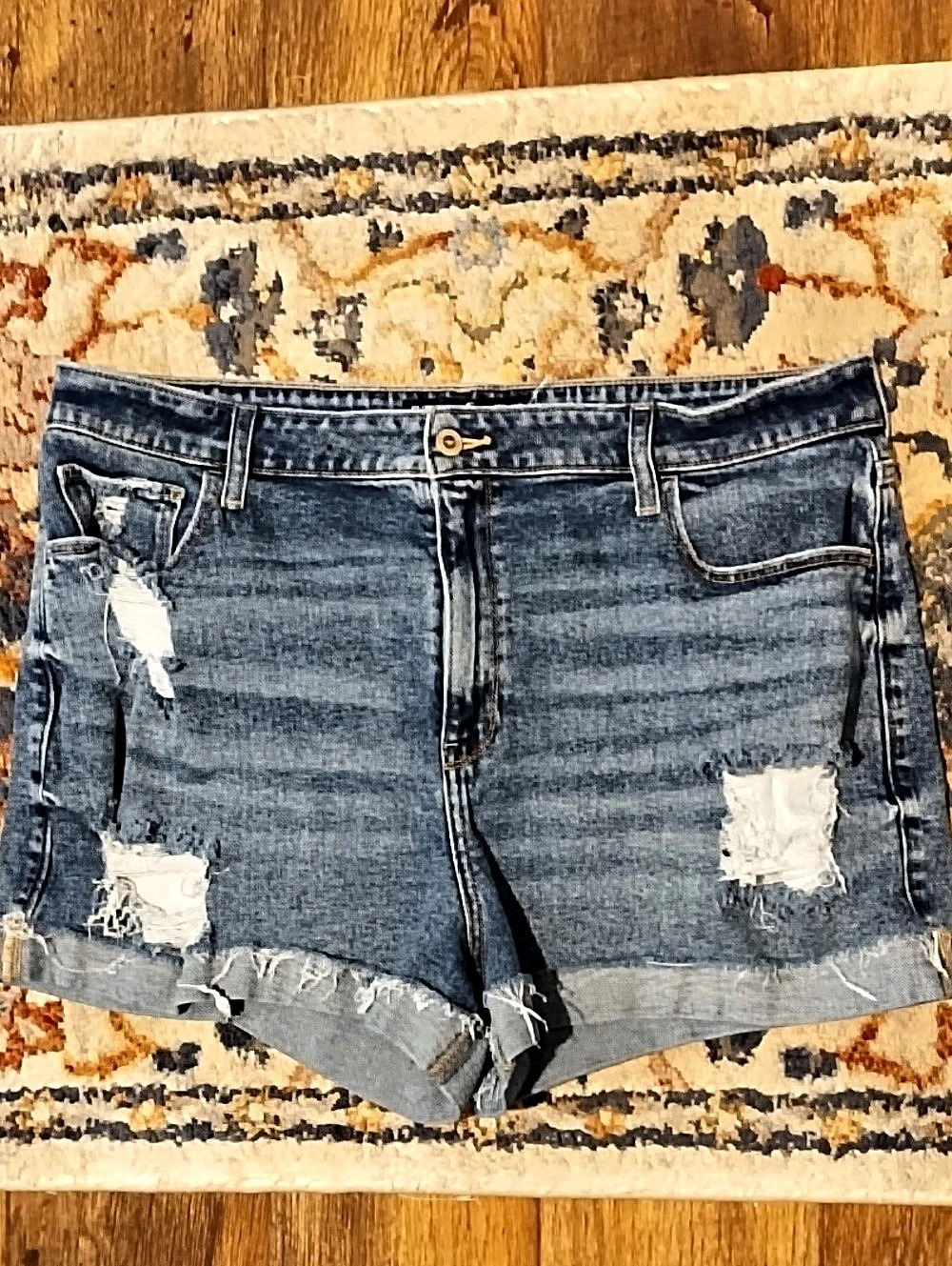 Hollister Ultra High-Rise Mom Short 3" Blue Jean Shorts Waist 17/18